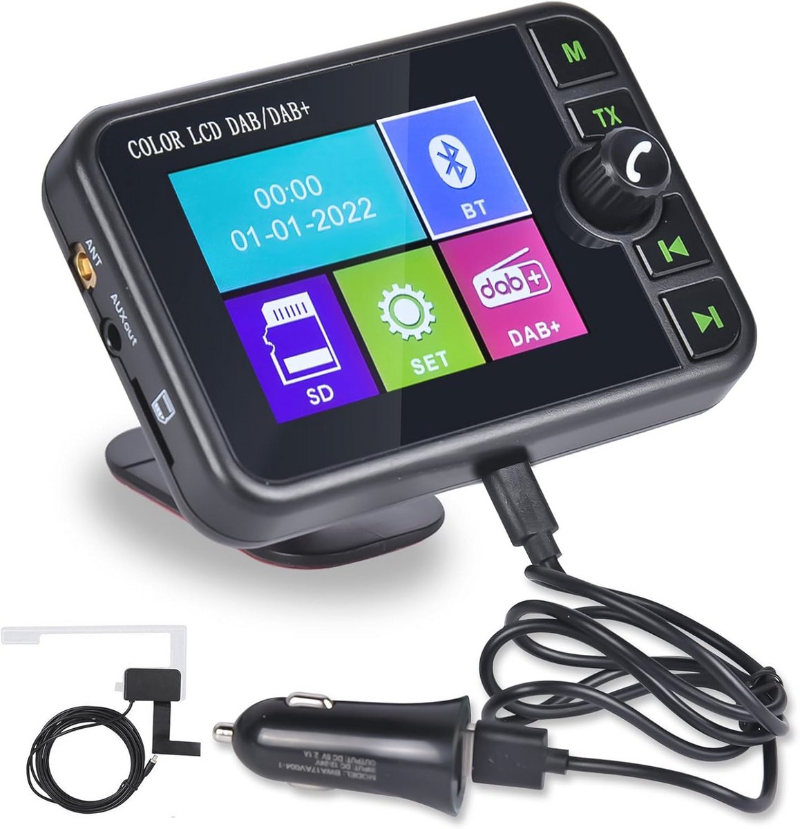 DAB+ Digitale Radio Adapter met Bluetooth en LCD Display - Auto Accessoires
