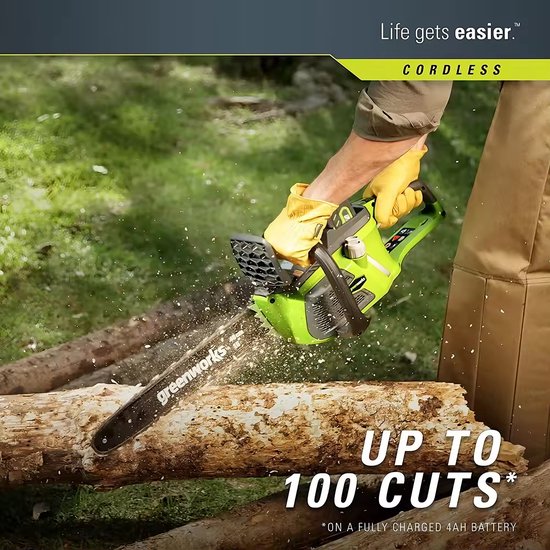 Greenworks 40V Elektrische Kettingzaag - Kettingsnelheid: 12 m/s - Koolborstelloze motor - Kettingzaag - Snoeizaag - Incl. 1x 4Ah batterijen + 1x oplade - Groente van Merkloos	 — afbeelding 2