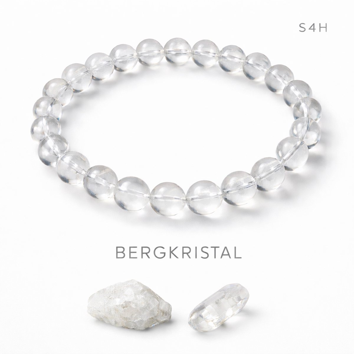 S4H Bergkristal Edelstenen Armband 8 mm Kralen 18 cm | Zuiverende Armband | Stones for Health