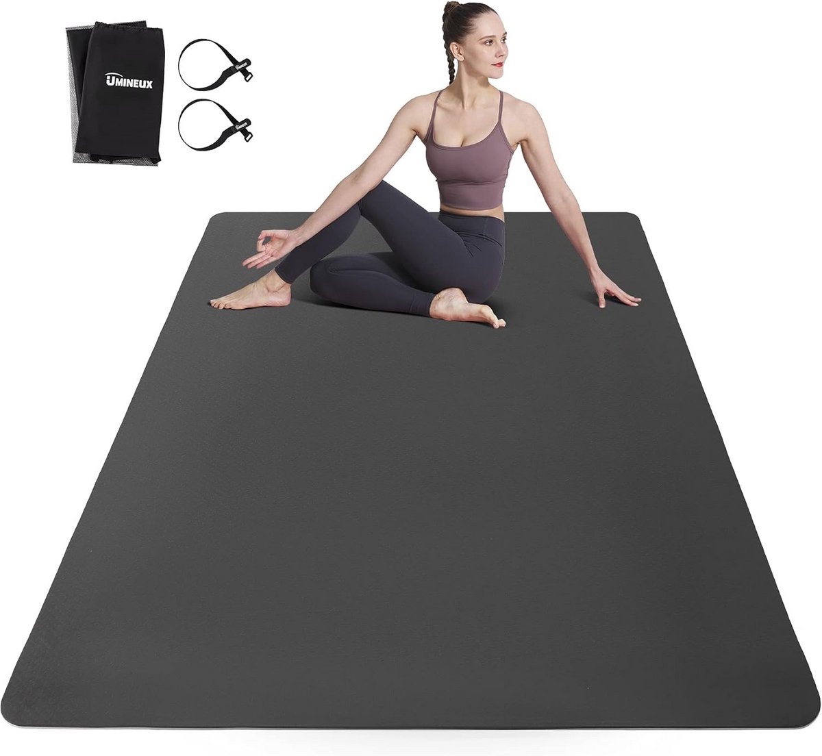 Grote yogamat voor mannen en vrouwen - 6'x4'x6mm, extra brede TPE fitnessmat voor thuisgymnastiektraining, antislip, perfect voor blote voeten oefeningen (yoga, pilates, stretching, meditatie)