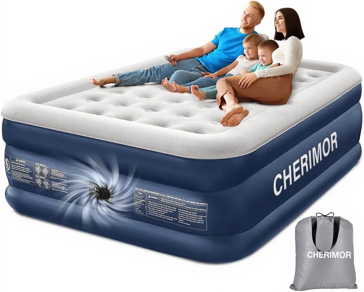 Luchtbed voor 2 Personen met Ingebouwde Pomp - Opblaasbaar Matras voor Gasten en Thuis, 203x152x46cm