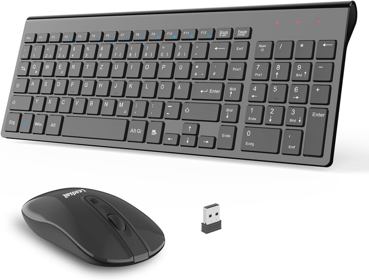 Draadloze Toetsenbord Muis Set - Stille 2.4G QWERTZ Combinatie voor PC en Laptop