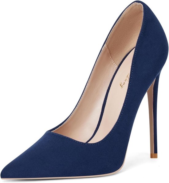 Zhabtuc dames pumps met stijlvolle spitse gesloten teen, hoge hakken, sexy slip-on, voor feesten, afstuderen en bruiloften, stiletto schoenen met hak van 10 cm, goud, 41 EU