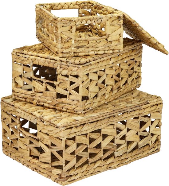 StorageWorks Rotan Opbergmanden met Voering, Waterhyacint Opbergmanden
