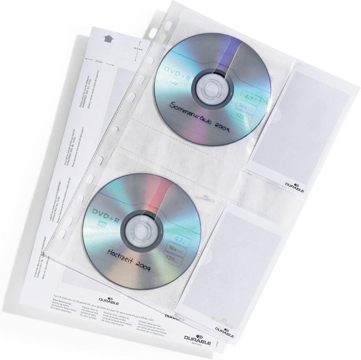 Set van 5 Transparante CD/DVD Hoesjes voor 4 Schijfjes