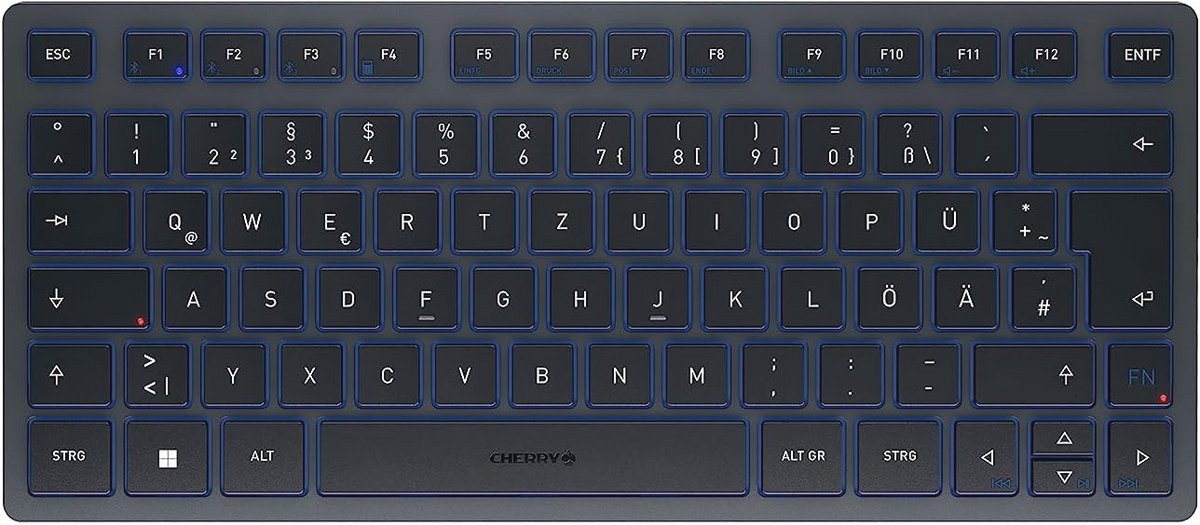 Compact Bluetooth Toetsenbord met Drie Kanalen - Platte Lay-out en Draagtas - Slate Blue