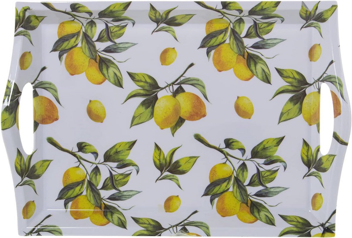 Rechthoekig Melamine Dienblad met Handgrepen en Citroenen - Maat L, 5 x 31 x 44 cm