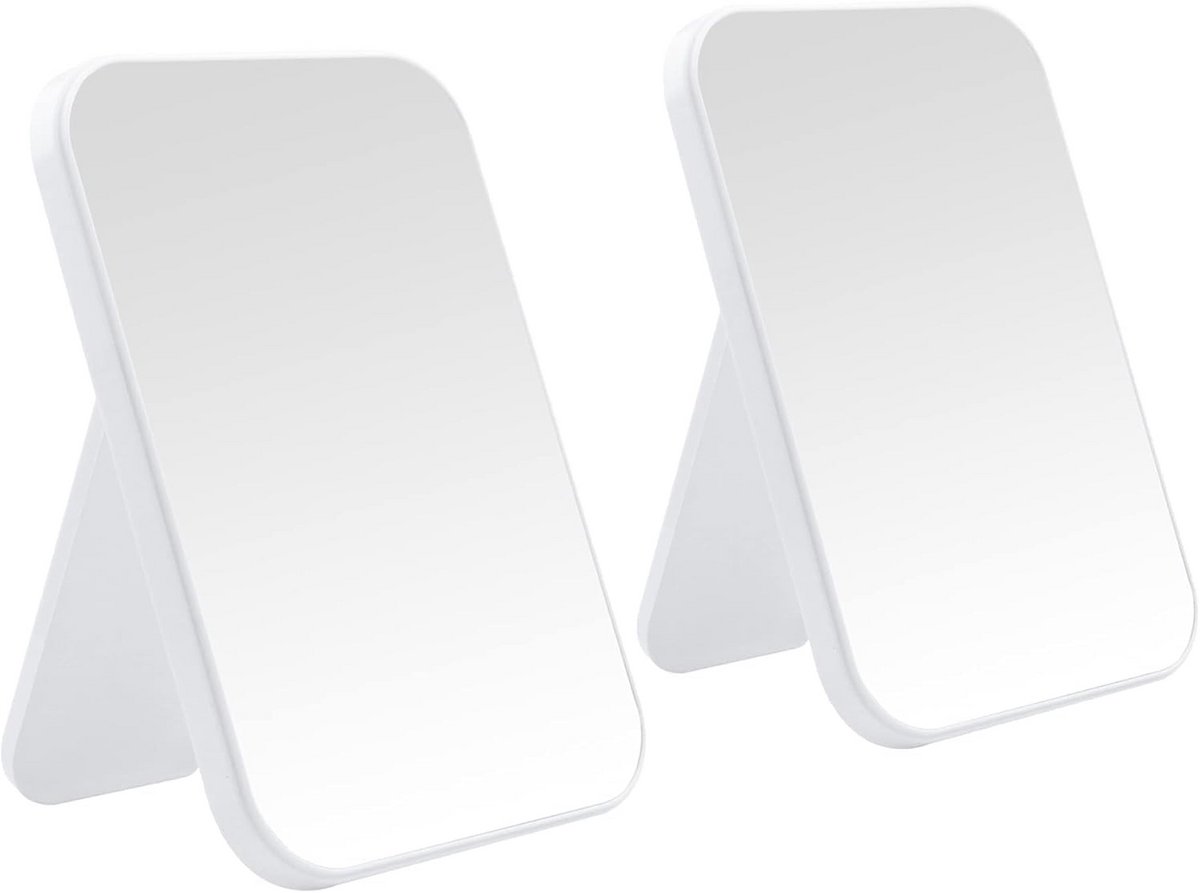 2x Dubbelzijdige Desktop Make-up Spiegel - Tafelspiegel en Wandspiegel - Wit
