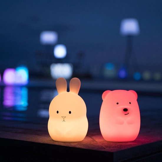 Draagbare LED Kinderkamerlamp Beer - Draadloos Nachtlampje met Multicolor Licht en Dimfunctie van Merkloos — afbeelding 2