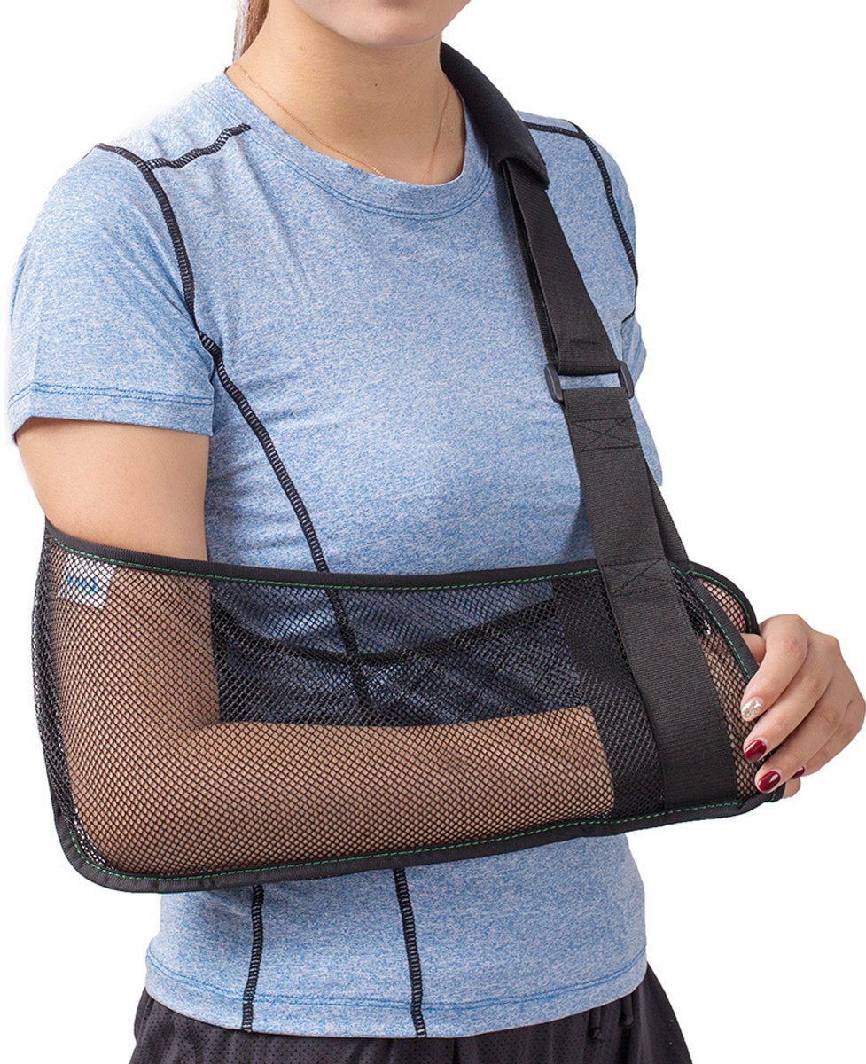 Armsling‑Lichte en ventilerende sling‑met verstelbare schouderband‑geschikt voor schouder‑ en onderarmletsels zoals botbreuken, universele maat