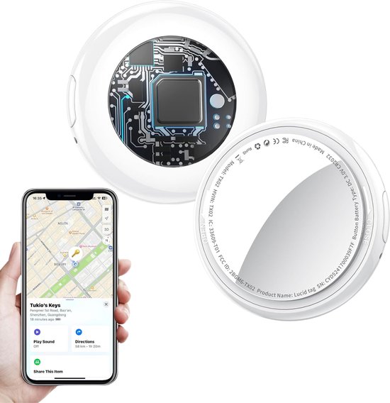 Blynk GPS Tracker – Geschikt voor Apple Zoek mijn (Find My) – Bluetooth Tracker – Sleutels, Fiets, Auto, Kat, Hond & Kind – Key Finder - Wit