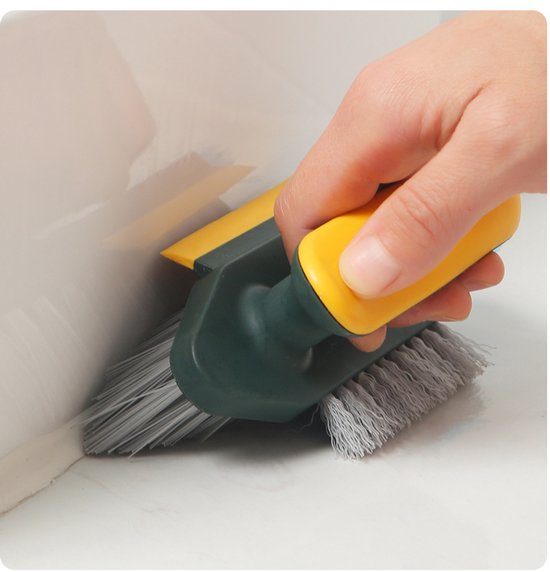 4-in-1 Voegenborstel met schraper, V-vormige voegenborstel voor tegelvloeren, voegborstel met stijve borstelharen voor douche, badkamer, hoeken, plinten, keuken, huishouden - Groen van Merkloos	 — afbeelding 2