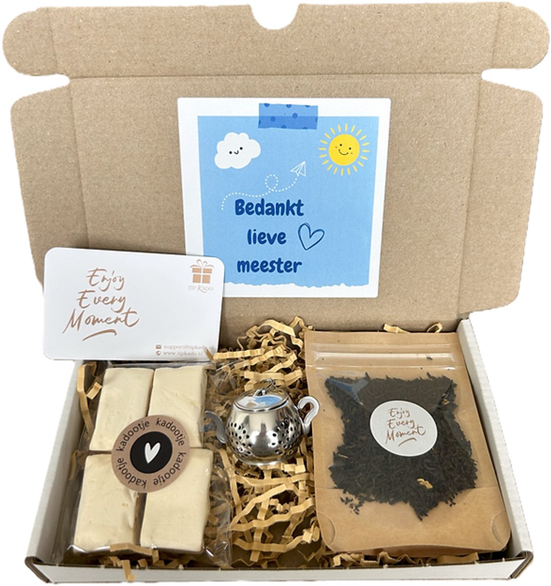 Meester thee mini brievenbus cadeau - leraar - bedankt - thee - noga