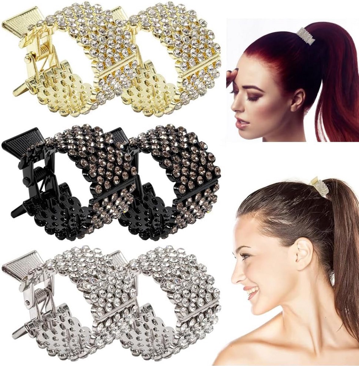 Set van 6 Elegante Haarspelden met Strass voor Alle Haartypes