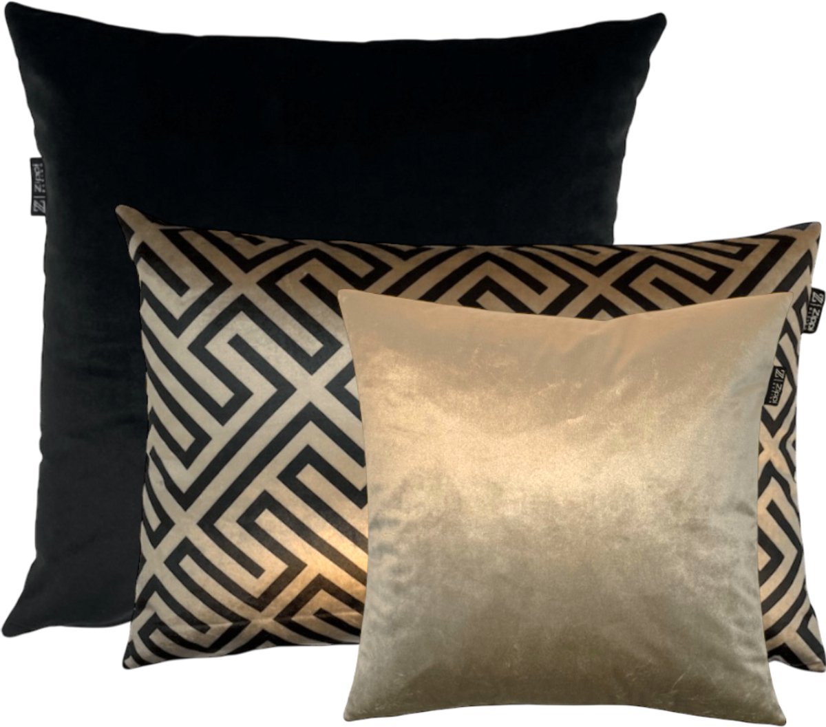 Zippi Design Gold & Black sierkussen set Luxury - kleur goud met zwart (size: 45cm-45cm)