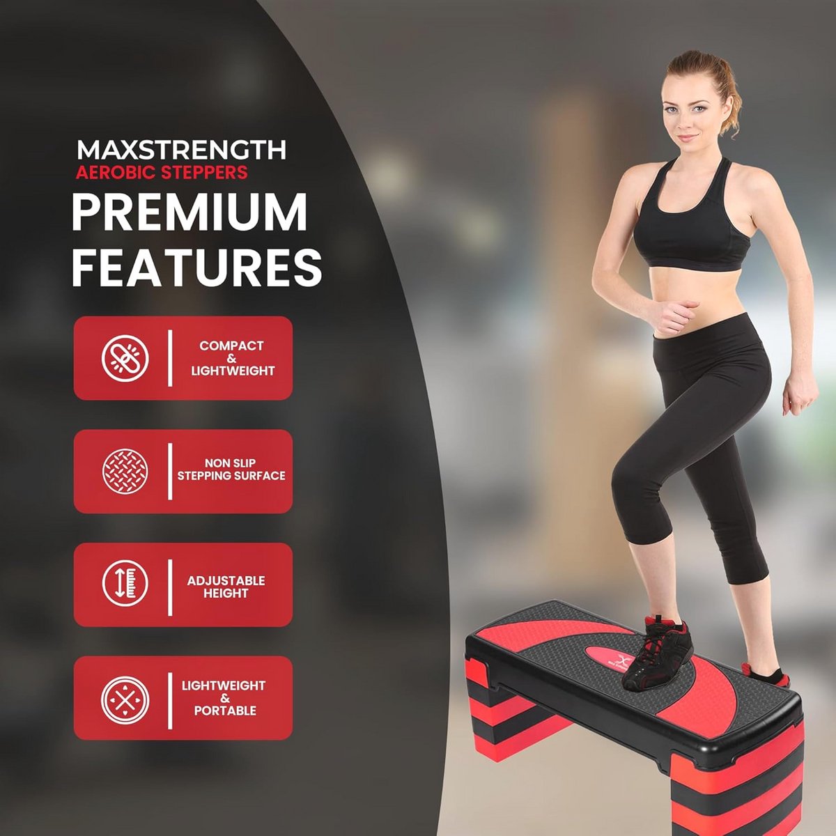 Verstelbare Fitness Stepper met 5 Hoogten voor Aerobics en Cardio Training