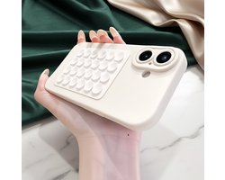 Stick & Snap Case - Zwart Zuignap Hoesje voor iPhone 16 - Hoesje en Zuignap Sticker in 1 - Selfie zuignap hoesje • Wall-mount case • Handsfree zuignap hoesje • Zuignap telefoonhoes - Sticky sticker - Telefoonhouder - Wit