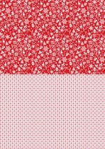 NEVA035 Nellie Snellen Background decoupage sheet A4 - 5 achtergrondvellen dubbelzijdig - sneeuwvlokken rood kerst - Christmas snowflakes red - kerstballen - papier - sneeuw