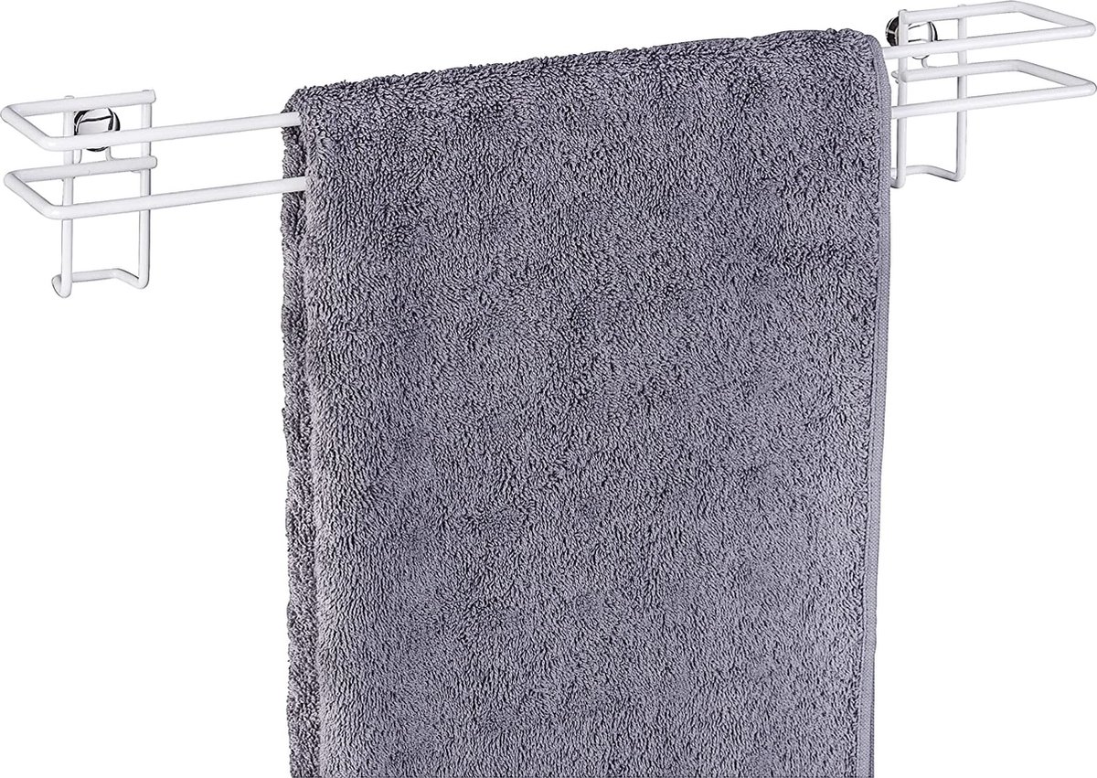 WENKO Handdoekstang Classic Plus - handdoekhouder, badhanddoekstang met hoogwaardige roestbescherming, staal, 45 x 7,5 x 8,5 cm, wit