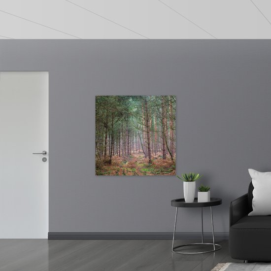WallClassics - Muursticker - Branches vert vif sur les Arbres - 100x100 cm Photo sur Muursticker