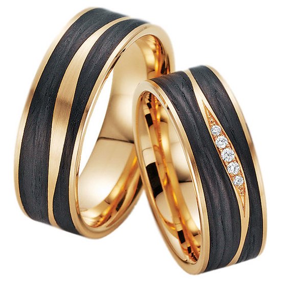 Jonline Prachtige Ringen voor hem en haar | Vriendschapsringen | Trouwringen | Zwart Goud Kleur - Jonline