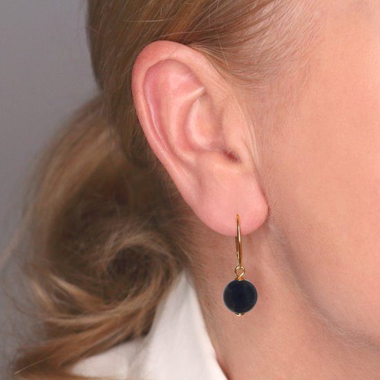 Ensemble Bijoux Onyx Noir Avec Chaîne Argent - Boucles D'oreilles Et Pendentif - Neuf Avec étiquettes