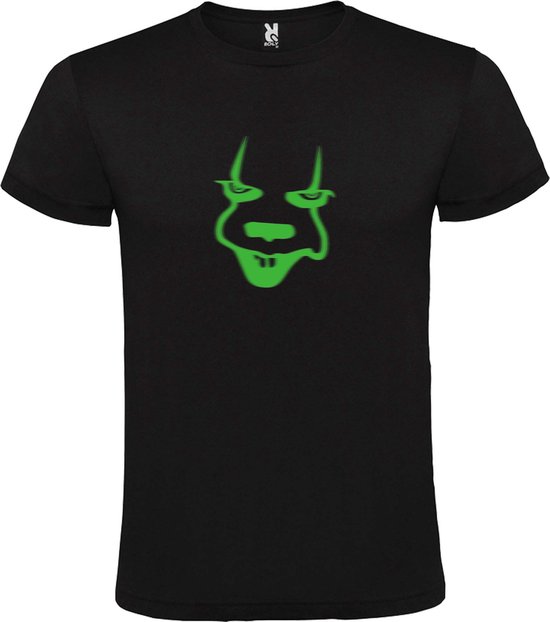 Zwart T-Shirt met “ Halloween Pennywise “ afbeelding Glow in the Dark Groen Size XXXL
