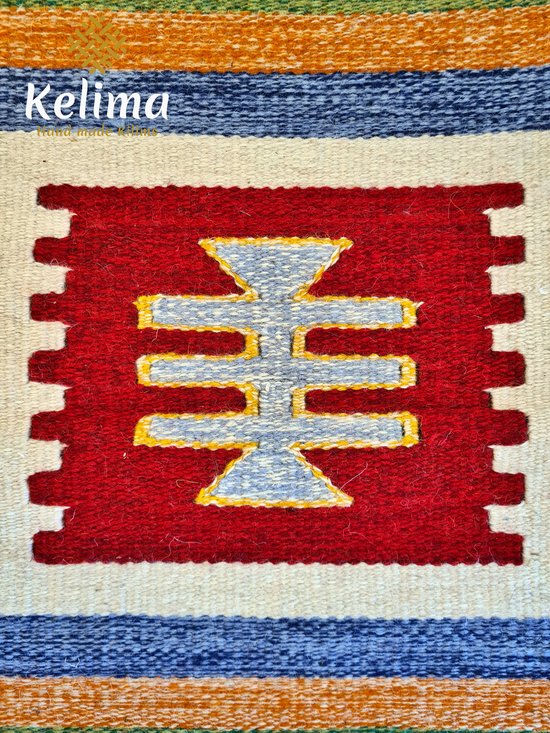 Rood kelimtapijt | Handgeweven tribal loper | Geometrisch boho vloerkleed | Tapijt in Turkse stijl met franje | Vintage boho-huisdecoratie - België