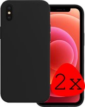 Hoes Geschikt voor iPhone X Hoesje Siliconen Back Cover Case - Hoesje Geschikt voor iPhone X Hoes Cover Hoesje - Zwart - 2 Stuks