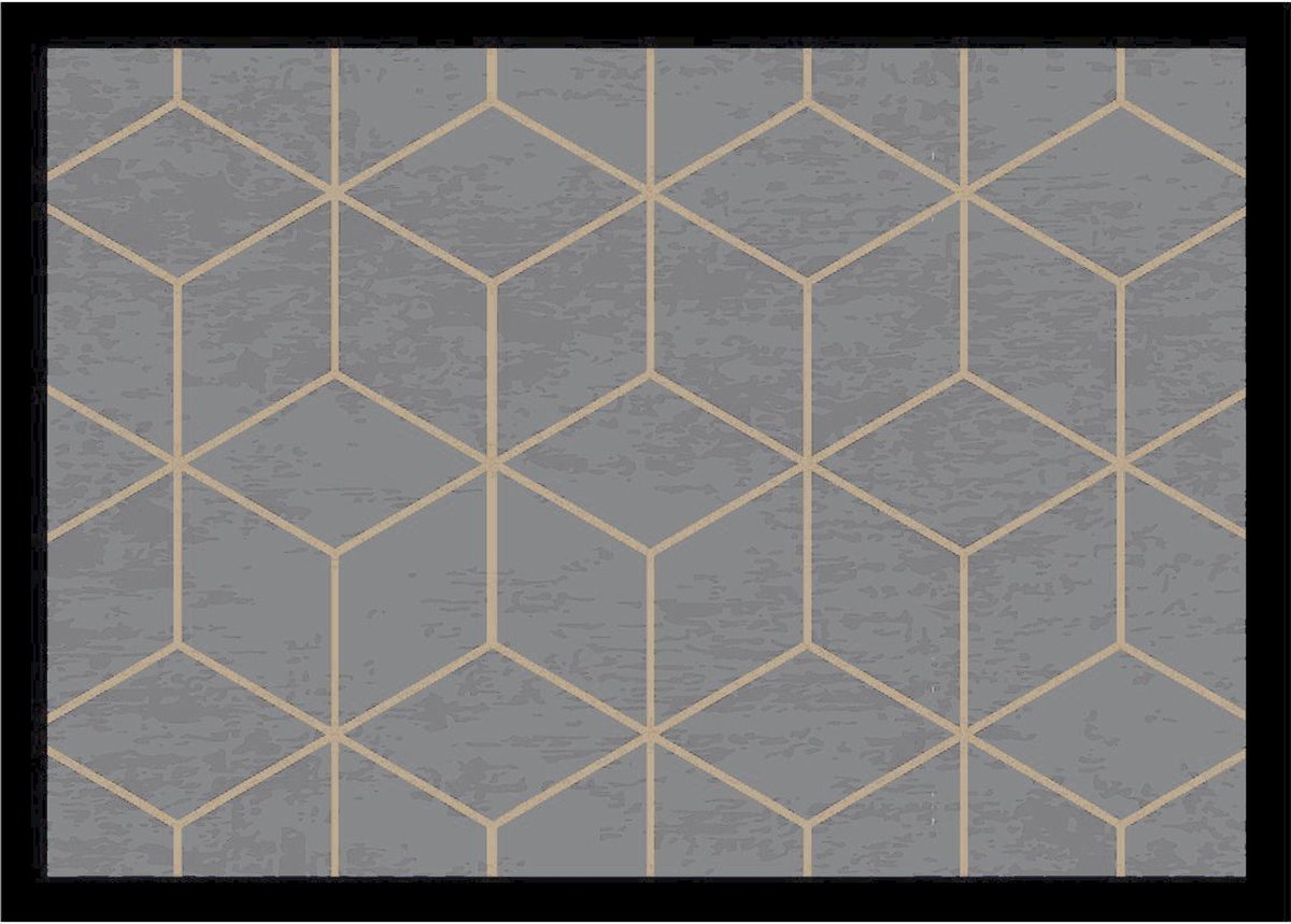 Deurmat Geometrisch 50x70 cm - Schoonloopmat - Grijs