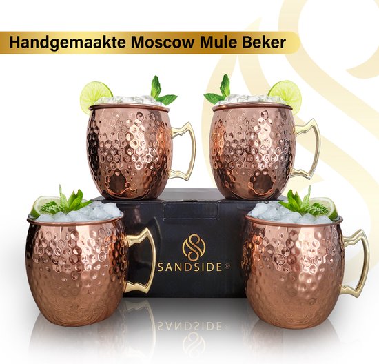Navaris Mug Moscow Mule - 4X Verre à Cocktail 500ml en Acier