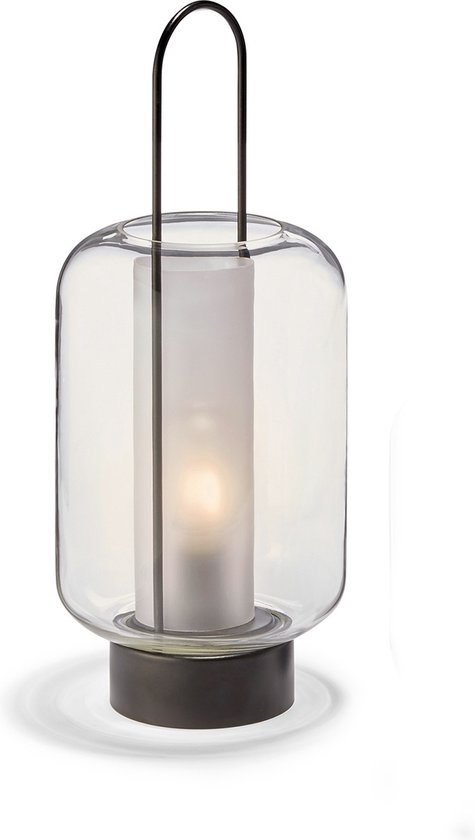 Philippi LUCIA Windlight - LED Wit Chaud - Haut 38 cm - Glas/ Métal - Zwart