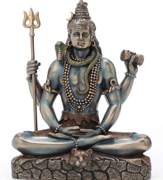 Veronese Design - Beeld/figuur - Shiva in Lotus Pose - Gebronsd beeld - 15cm