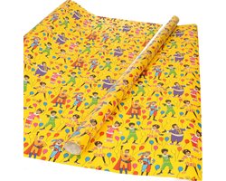 Product afbeelding van Club van Sinterklaas inpakpapier - cadeaupapier - geel - 200 x 70 cm - voor pakjesavond - inpakken