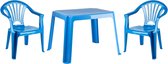 Set de jardin en plastique pour enfants avec 2 chaises bleu