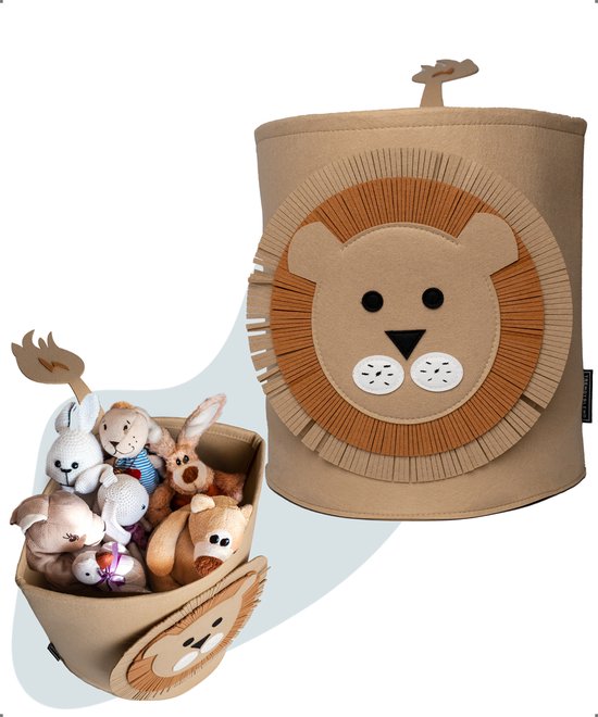 Wasmand & Opbergmand Kinderkamer – Speelgoedmand Leeuw voor Kinderen – Jungle Speelgoedkist