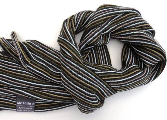 Heren sjaal lijnen zwart grijs groen oker beige | Made in Holland | bol.