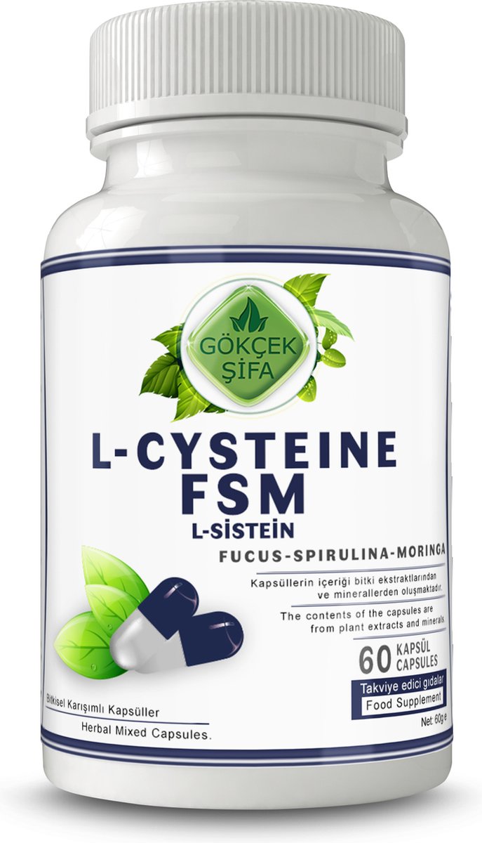 Goedkoopste NAC - N-Acetyl L-Cysteine FSM - Fucus Spirulina Moringa Extract Capsule - 60 Capsules - Krachtige Antioxidant, Hoog Eiwitgehalte - 1 CAPSULE 1000 MG EXTRACT - 60.000 mg Kruidenextract - Beste Kwaliteit