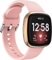 By Qubix geschikt voor Fitbit Versa 3 - Fitbit Versa 4 - Fitbit Sense 1 - Fitbit Sense 2 - Siliconen bandje - Roze Smartwatchbandje bandje Armband Polsband Strap Band Watchband