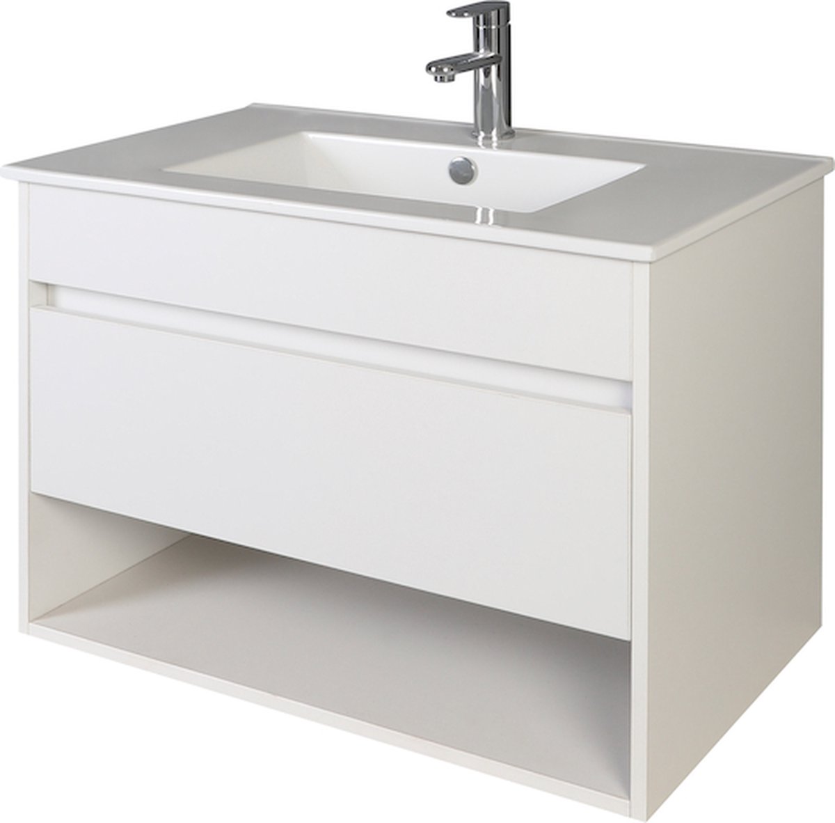 WOON-DISCOUNTER.NL - Badmeubel Ranua 80 - Mat wit - 301509-wastafel-onderkast