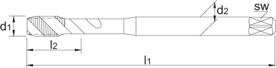 I.T. ECO PRO HSS-E machinetap, metrisch, tbv blinde gaten, d1: M10 - P: 1,5 - l1: 100 - l2: 24 - d2: 10