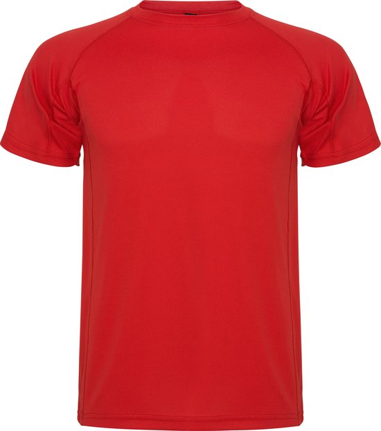 Rood kinder unisex sportshirt korte mouwen MonteCarlo merk Roly 12 jaar 146-152