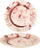 Thema feest papieren bordjes bloederige print 12x stuks - Halloween tafeldecoratie/wegwerp servies