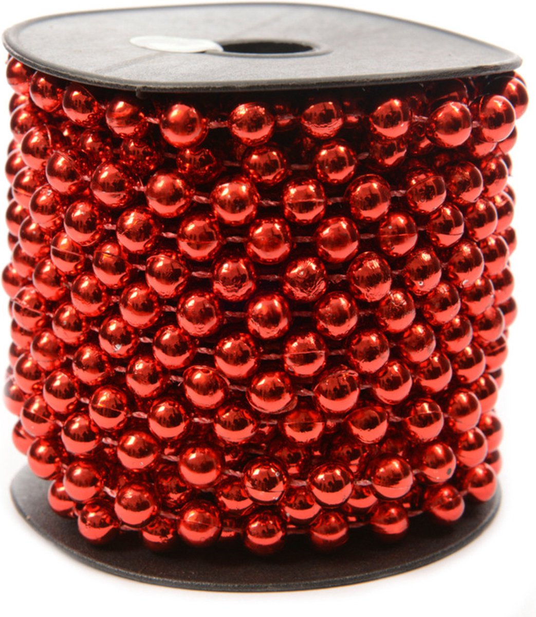 4x stuks kralenslinger kerstboom slingers/guirlandes rood 10 meter x 0,8 cm - Kerstversiering kralenslingers