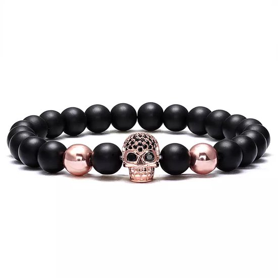 Foto: Loud and clear kralenarmband armband heren armband dames kralen skull mat zwart koper