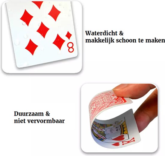 Thumbnail van een extra afbeelding van het spel 2x Plastic Speelkaarten | Waterdicht | Volwassenen | Poker | Rood