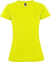 Fluor Geel dames sportshirt korte mouwen MonteCarlo merk Roly maat XL