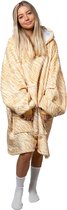 Noony Golden Tiger oversized hoodie deken - Plaids met mouwen - Fleece deken met mouwen - Ultrazachte binnenkant - Hoodie blanket - Snuggie - One size fits all