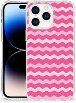 Foto hoesje Geschikt voor iPhone 14 Pro Max Smartphone hoesje met doorzichtige rand Waves Pink