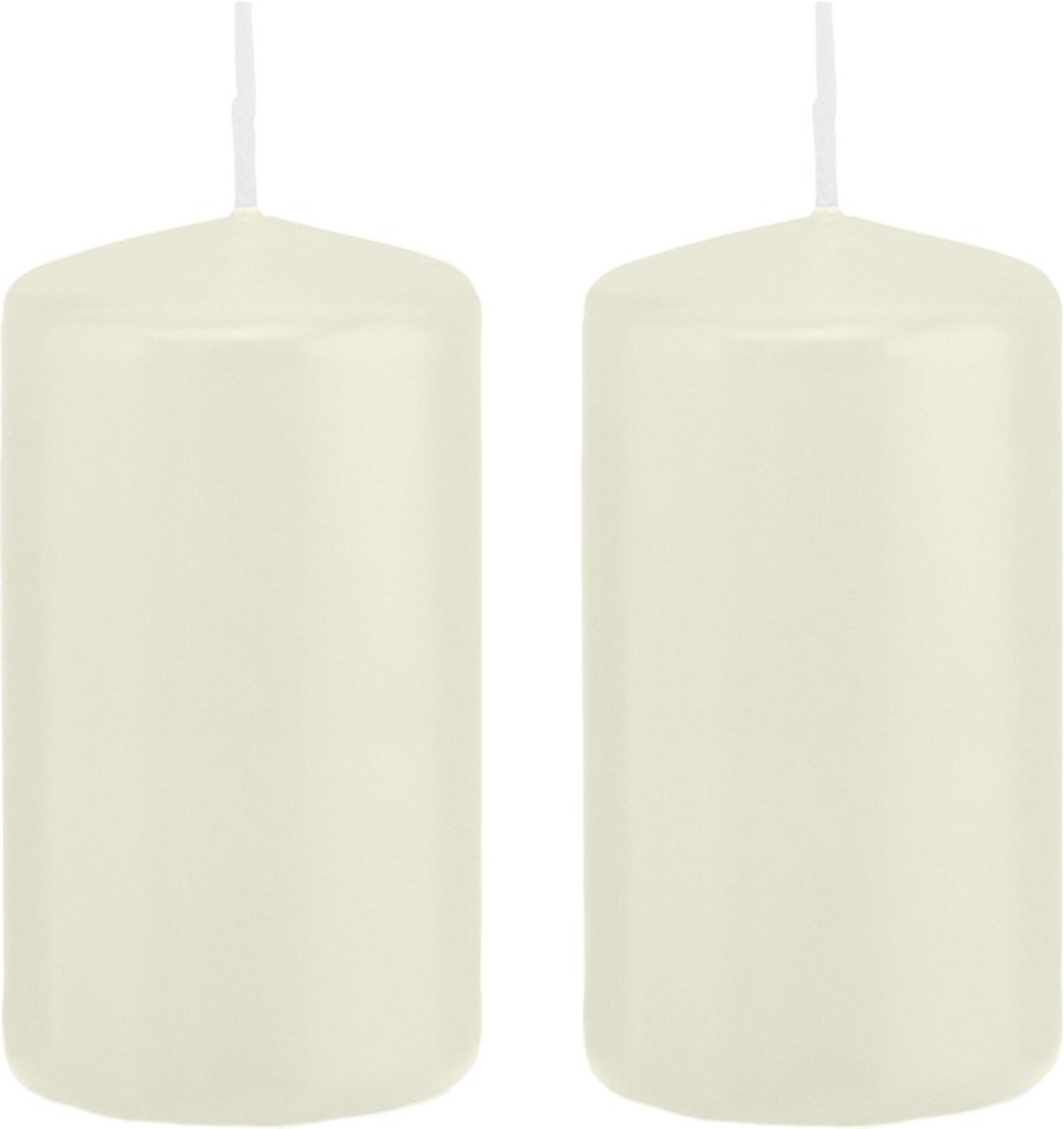 Trend Candles Cilinderkaars/stompkaars - 2x - ivoorwit - 6 x 12 cm - 40 branduren - met brandvertragende folie